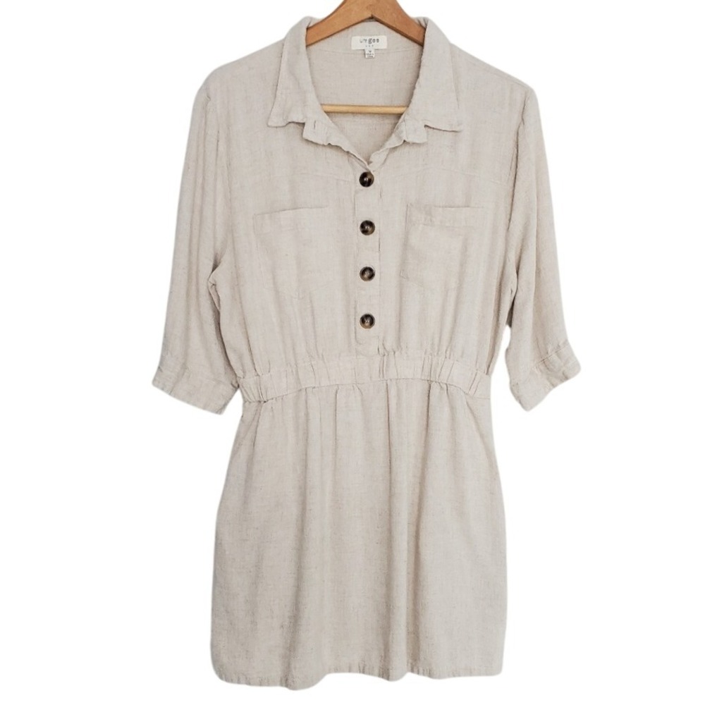 Umgee Cream Button-Front Mini Dress